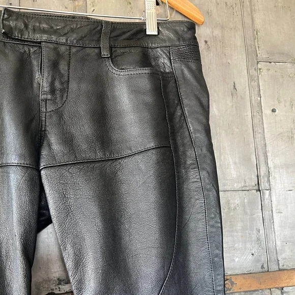 ALL SAINTS Italian Leather Low Rise Moto Pants - Picture 6 of 12